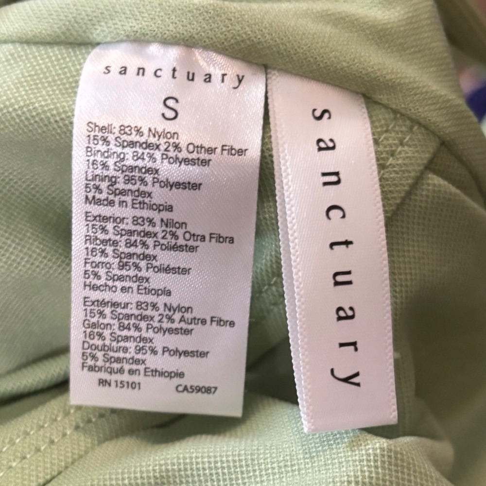 Sanctuary Swim Sashay Plunge One Piece Swimsuit Sage Green Metallic Textured S - Picture 11 of 13